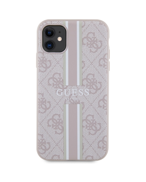 Guess GUHMN61P4RPSP iPhone 11 | Xr różowy|pink hardcase 4G Printed Stripes MagSafe