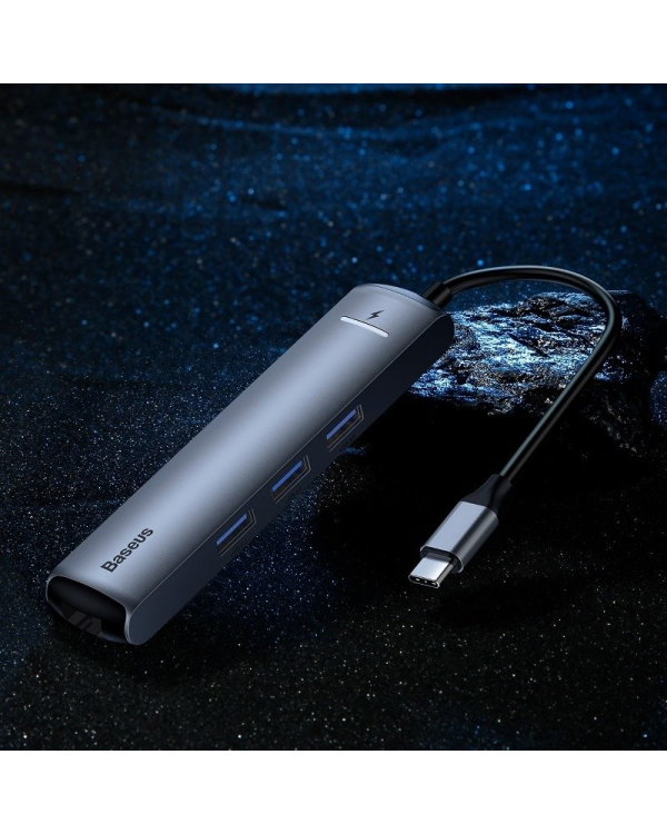 Baseus CAHUB-J0G 6 in 1 Приставка для MacBook | 1 x HDMI | 3 x USB 3.0 | USB-C | RJ45 | PD