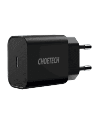 Choetech mains charger EU fast charging adapter USB Type C Power Delivery 20W 3A + USB Type C cable black (PD5005-EU-BK)