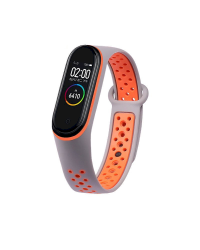 Fusion dots ремешок для часов Xiaomi Mi Band 5 / Mi Band 6 серый - оранжевый