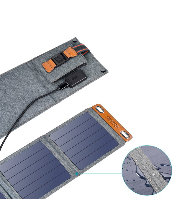 Choetech Foldable Travel Solar Solar Solar Charger 14W with USB 5V / 2.4A Solar Panel Gray (SC004)