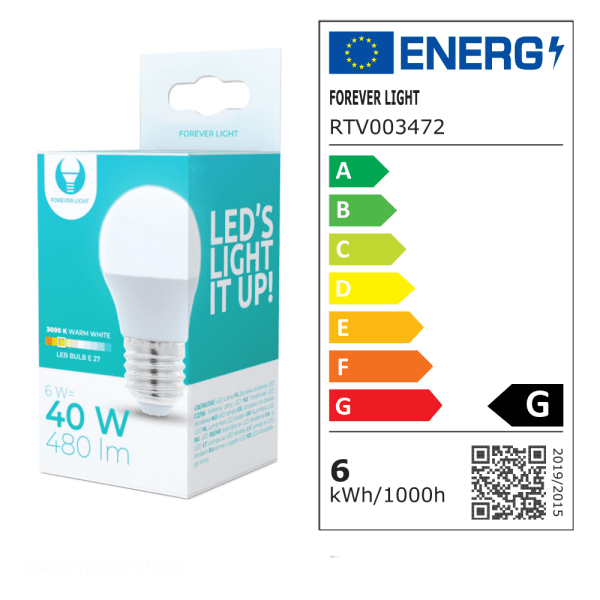 Светодиодная лампа Forever Light E27 G45 6W 230V 3000K 480lm
