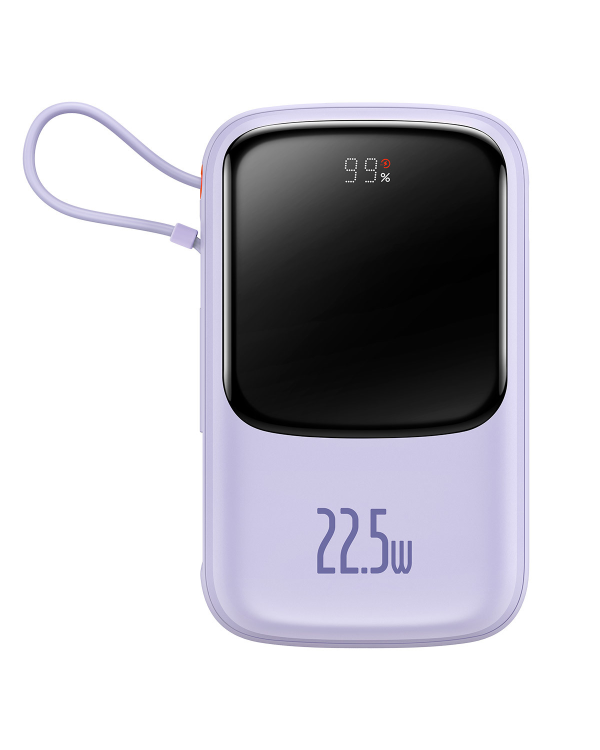 Baseus Qpow power bank 10000mAh built-in USB Type-C cable 22.5W Quick Charge SCP AFC FCP purple (PPQD020105)