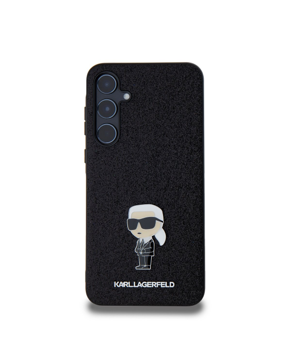 Чехол Karl Lagerfeld Fixed Glitter Metal Ikonik для Samsung Galaxy A55 5G черный