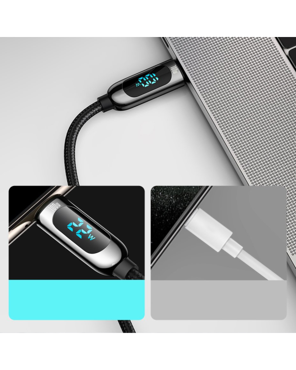 Baseus USB Type C - USB Type C cable 100 W (20 V | 5 A) 1 m Power Delivery with display screen power meter white (CATSK-B06)