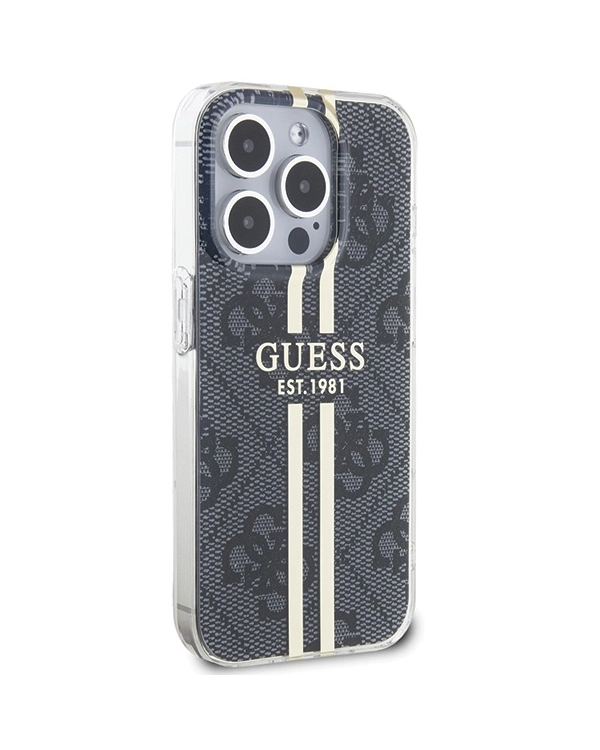 Guess IML 4G Gold Stripe case for iPhone 15 Pro Max - black