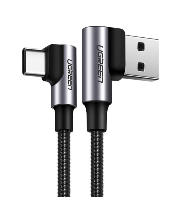 Угловой кабель USB-C - USB-A 2.0 UGREEN US176, 3A, 3 м (черный)