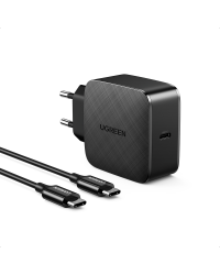 Wall charger UGREEN CD217, 65W, USB-C (black) + USB-C to USB-C cable, 2m (black)