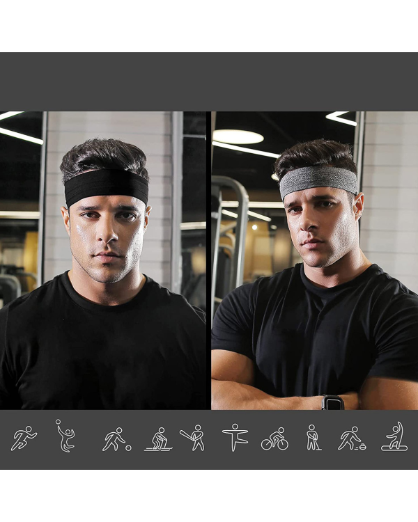 Elastic fabric headband for running fitness black