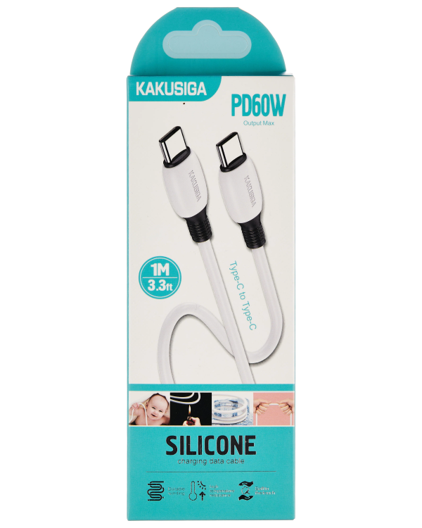 KAKUSIGA KSC-951 USB-C -> USB-C кабель для зарядки 60 Вт | 100 см белый