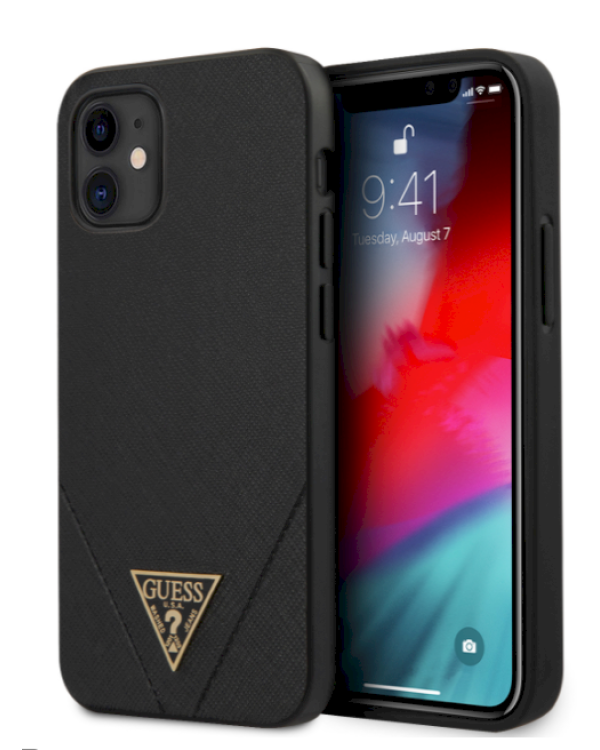 Guess GUHCP12SVSATMLBK Saffiano V Stitch Чехол для Apple iPhone 12 Mini Черный