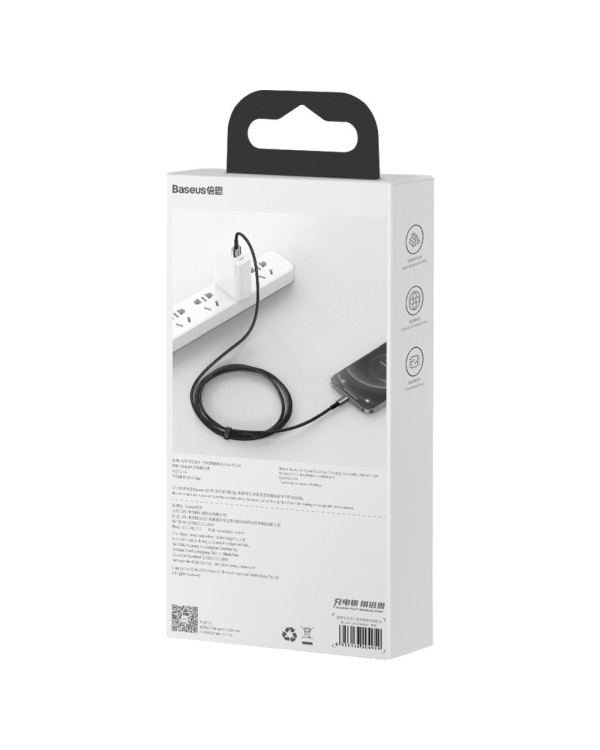 Baseus Tungsten Gold Cable USB to iP 2.4A 1m (черный)
