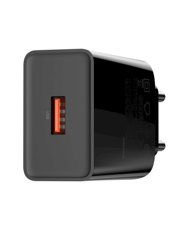 Baseus Speed Mini CCFS-W01 Сетевое зарядное устройство USB / 18W / 3A / Quick Charge 3.0 / Черное