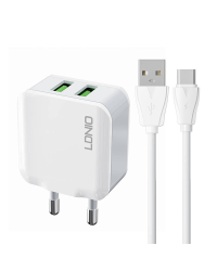 Wall charger  LDNIO A2201 2USB +  USB-C cable