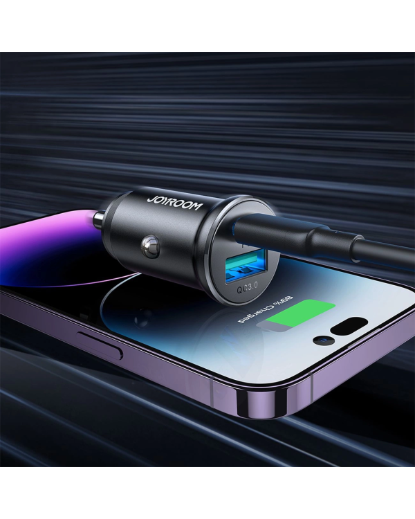 Joyroom JR-CCN05 30W USB-A USB-C mini car charger - black