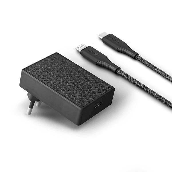UNIQ Govern. network. Votre Slim USB-C PD 18W MFI + USB-C to lightning black / charcoal black cable