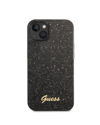 Guess PC/TPU Glitter Flakes Metal Logo Case for iPhone 14 Black