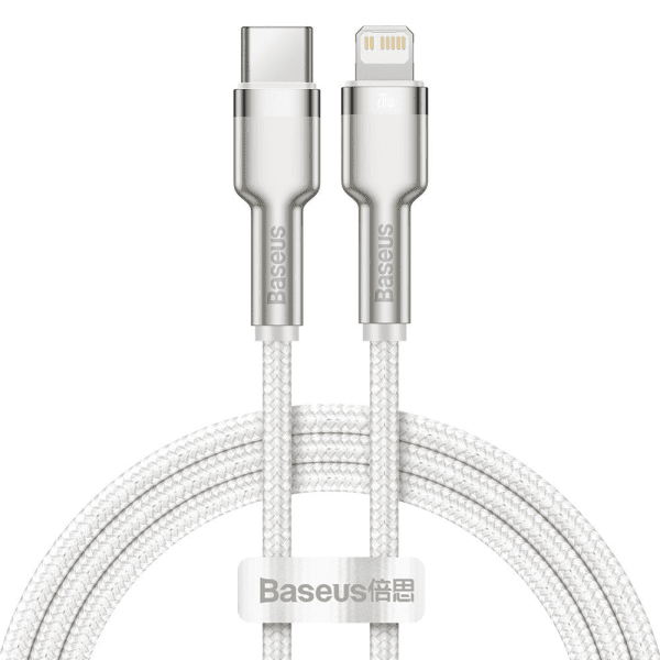 Baseus Cafule Series Metal Data USB Type C - Lightning Cable Power Delivery 20 W 1 m white (CATLJK-A02)