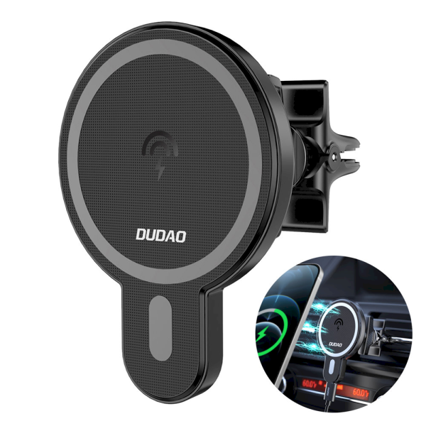 Обложка книги «Dudao magnetic car phone holder wireless Qi charger 15 W (MagSafe compatible for iPhone) black (F13)»