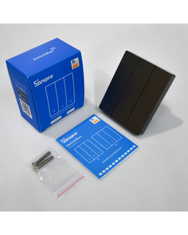 Sonoff Smart 3-канальный Wi-Fi настенный выключатель черный (M5-3C-80)