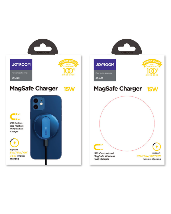Joyroom wireless Qi charger 15 W for iPhone (MagSafe compatible) + USB Type C cable blue (JR-A28)