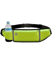 Ultimate reflective stripe Running Belt with headphone outlet 4-pocket Green