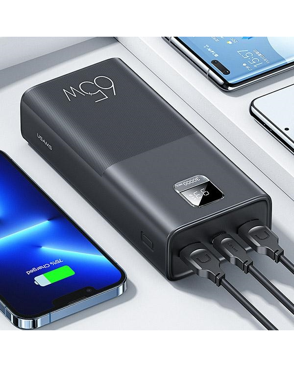 Дополнительное изображение книги «USAMS Powerbank PB68 30000mAh 65W QC3.0+PD Fast Charge + kabel USB-C|USB-C 100W czarny|black ATXLOGTC01 (US-CD185)»