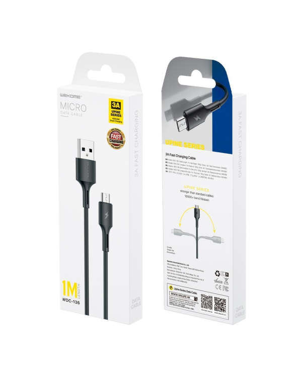 WK Design YouPin cable USB - micro USB 3A 1m black (WDC-136m)