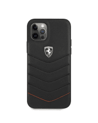 FEHQUHCP12LBK Ferrari Off Track Leather Quilted Hard Case for iPhone 12 Pro Max 6.7 Black