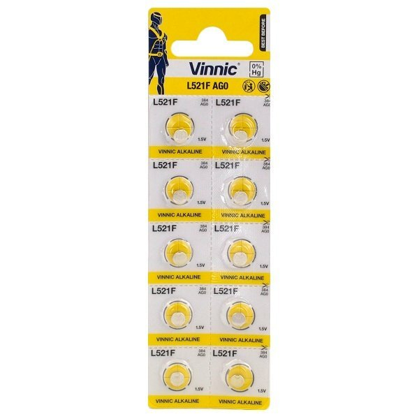 Vinnic AG0 / LR521 / SR521W / 379 / Alkaline 1.5V Батарея (10шт.)