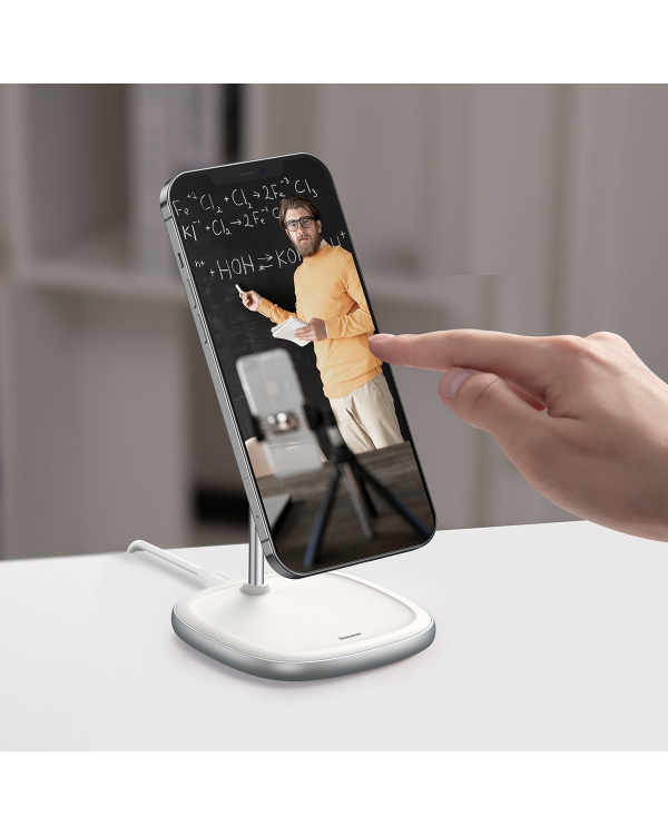 Baseus Swan MagSafe Magnetic Stand with Wireless Charger for iPhone 12 (white)