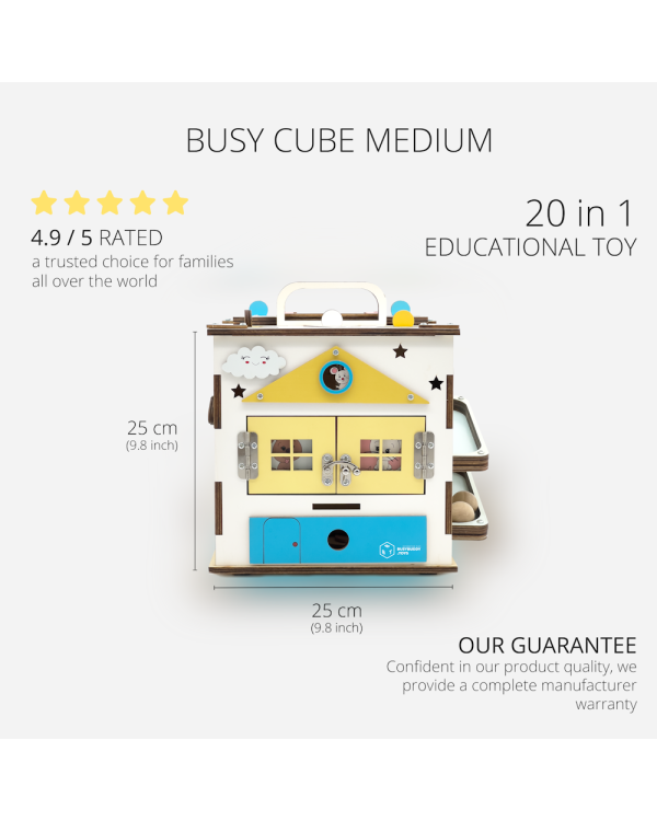 BusyBuddyToys - деревянный кубик для занятий с детьми (3+)