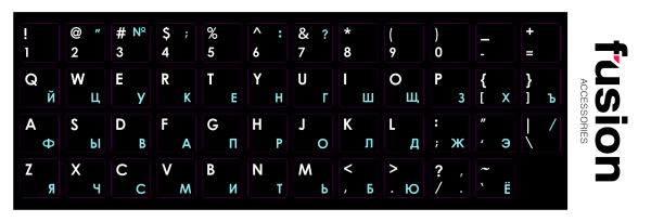 Fusion ламинированные наклейки для клавиатуры RU / ENG голубые
