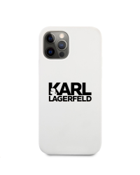 KLHCP12LSLKLWH Karl Lagerfeld Stack Black Logo Silicone Case for iPhone 12 Pro Max 6.7 White