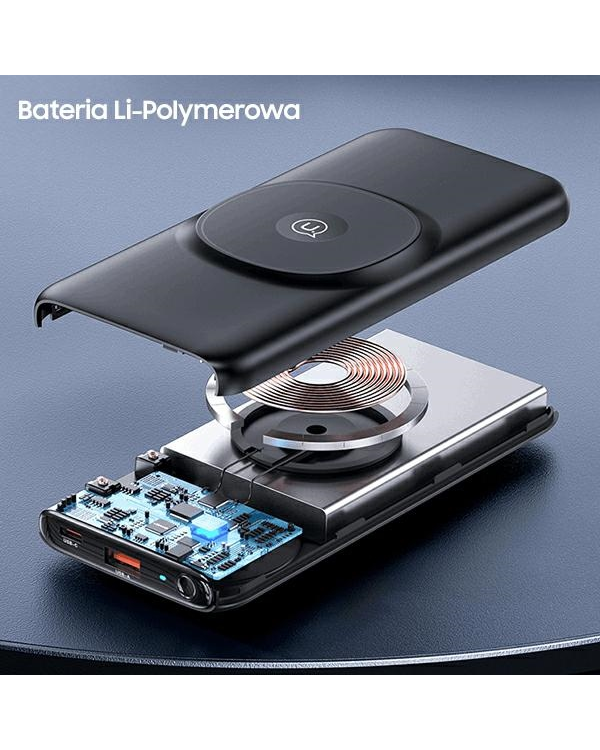 USAMS Powerbank PB62 10000mAh 20W QC3.0+PD Magnetic Wireless Fast Charge nebieski|blue 10KCD17104 (US-CD171)