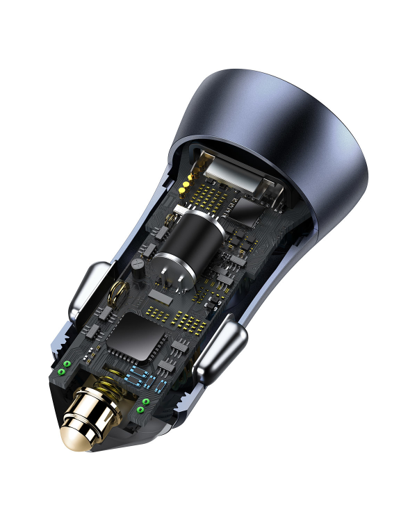 Baseus Golden Contactor Pro quick car charger 2x USB 40 W Quick Charge SCP FCP AFC + USB - USB Type C cable gray (TZCCJD-A0G)