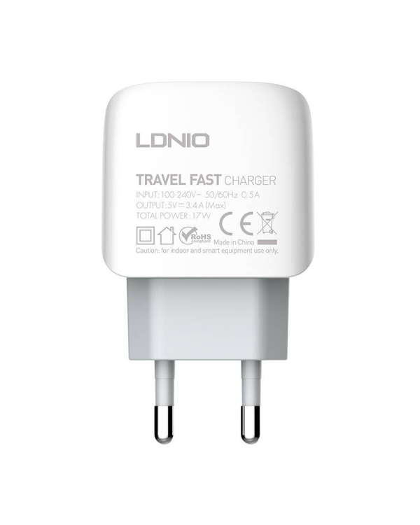 Настенное зарядное устройство LDNIO A3312 3USB + кабель MicroUSB