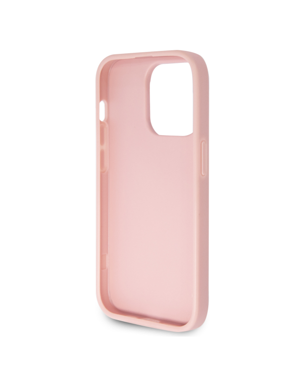 Guess PU Fixed Glitter 4G Metal Logo Case for iPhone 15 Pro Pink