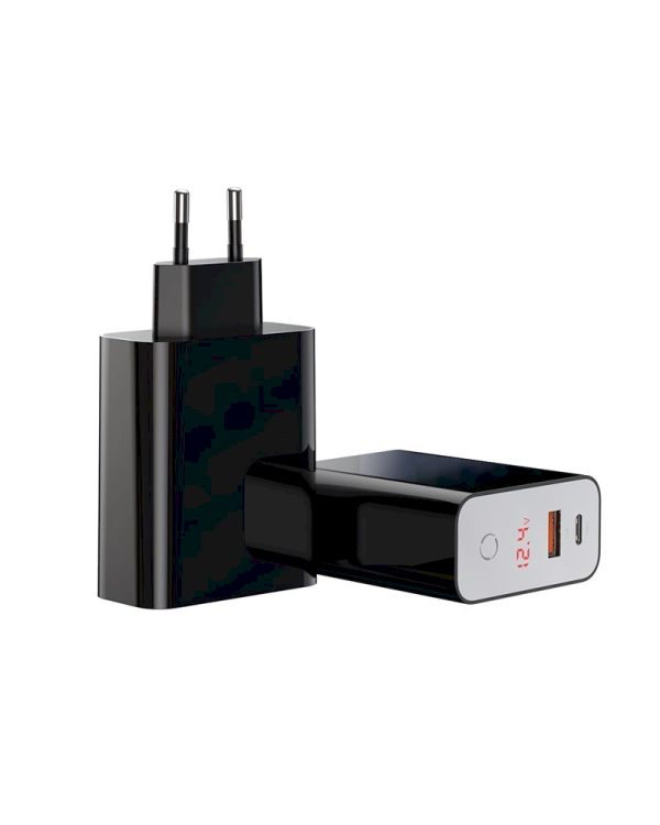 Baseus Speed PPS CCFSEU907-01 Сетевое зарядное устройство USB-C / 45W / 5A / Quick Charge 3.0 / LCD / Smart OFF Черное