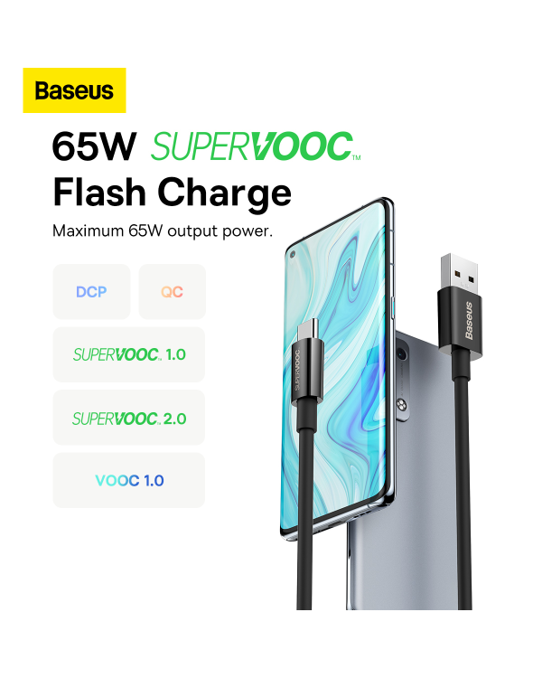 Baseus Superior Series Cable USB to USB-C, 65W, PD, 2m (black)