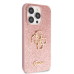 Guess PU Fixed Glitter 4G Metal Logo Case for iPhone 15 Pro Pink