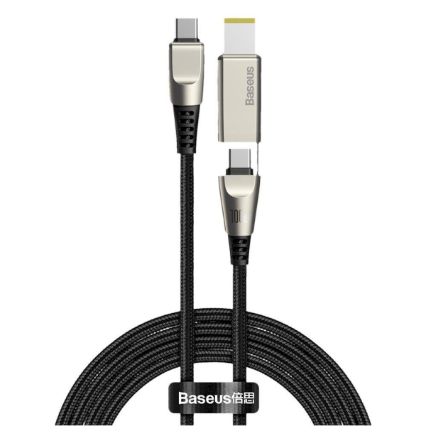 Обложка книги «Baseus 2in1 USB - USB Typ C data charging cable / Lenovo (square plug) DC Adapter laptop plug 2 m 100 W 5 A black (CA1T2-E01)»