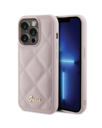 Guess GUHCP15XPSQSQSP iPhone 15 Pro Max 6.7" różowy|pink жесткий чехол стеганый металлический логотип