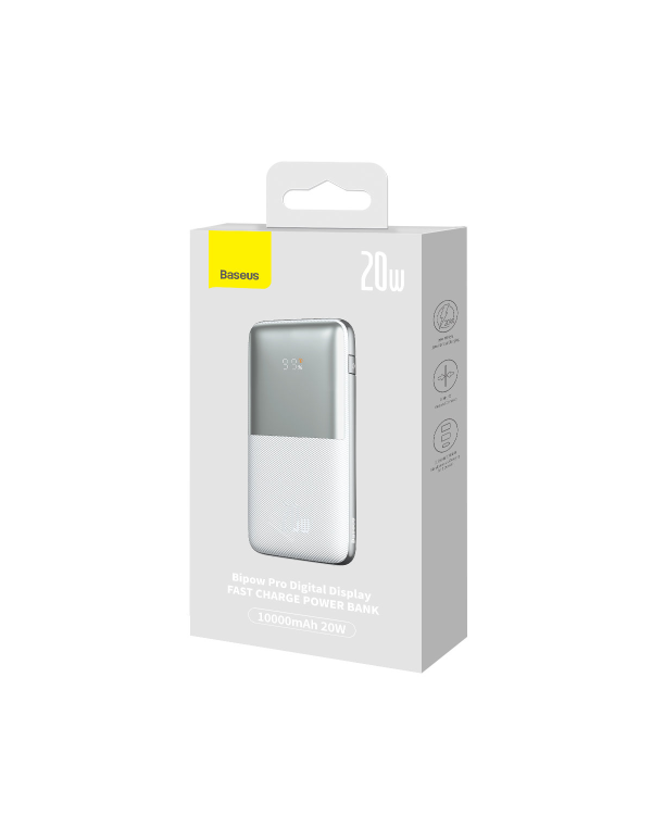 Powerbank Baseus Bipow Pro 10000mAh, 2xUSB, USB-C, 20W (white)