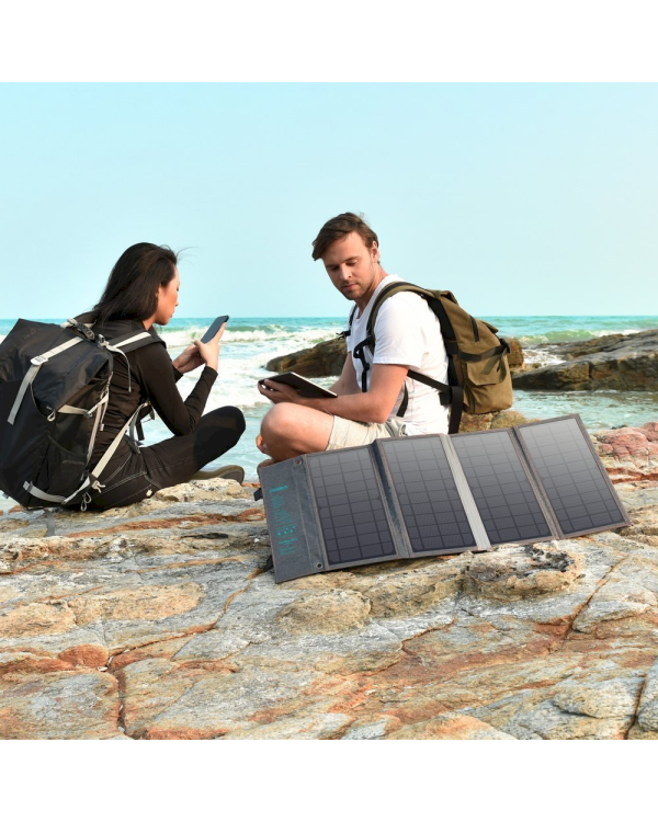Choetech Foldable Solar Charger Solar Photovoltaic 36W Quick Charge Power Delivery USB / USB Type C (94 x 36 cm) Gray (SC006)