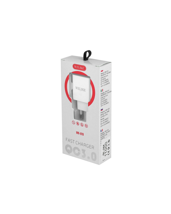 Зарядное устройство с разъемом USB, WK-019, быстрая зарядка 3.0 5V 3A (11000)