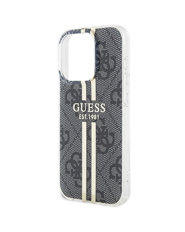 Guess IML 4G Gold Stripe case for iPhone 15 Pro Max - black