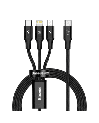 Baseus Rapid 3in1 USB Typ C - USB Typ C / Lightning / micro USB cable 20 W 1,5 m black (CAMLT-SC01)