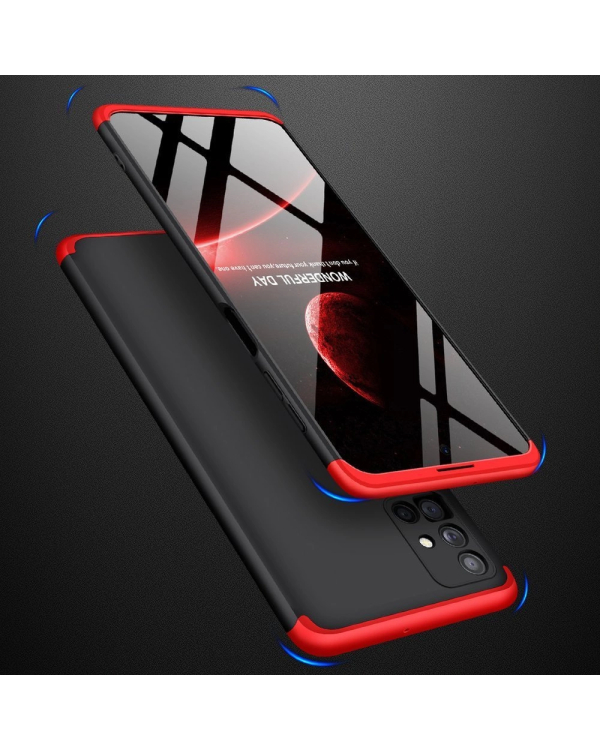 GKK 360 Protection Case Front and Back Case Full Body Cover Samsung Galaxy M51 black-red