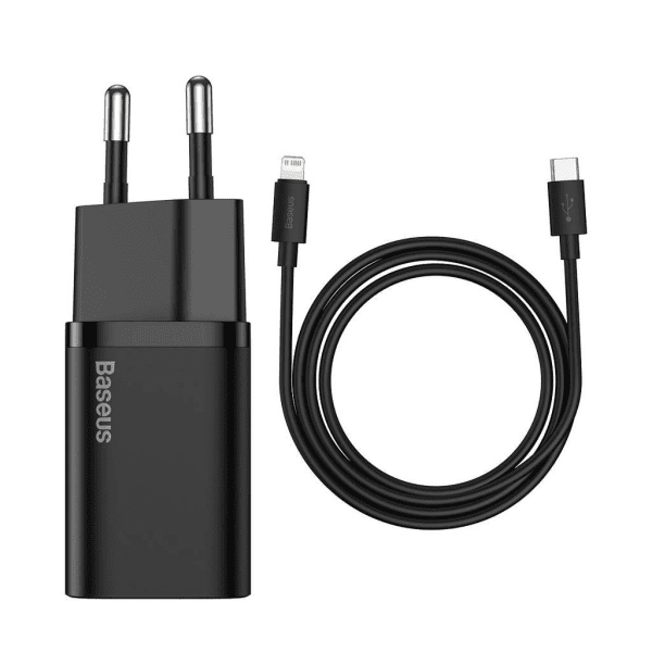Baseus Super Si Quick Charger 1C 20W с кабелем USB-C для Lightning 1м (черный)